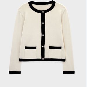 Zara Twin Pocket Pearl Button Cardigan -